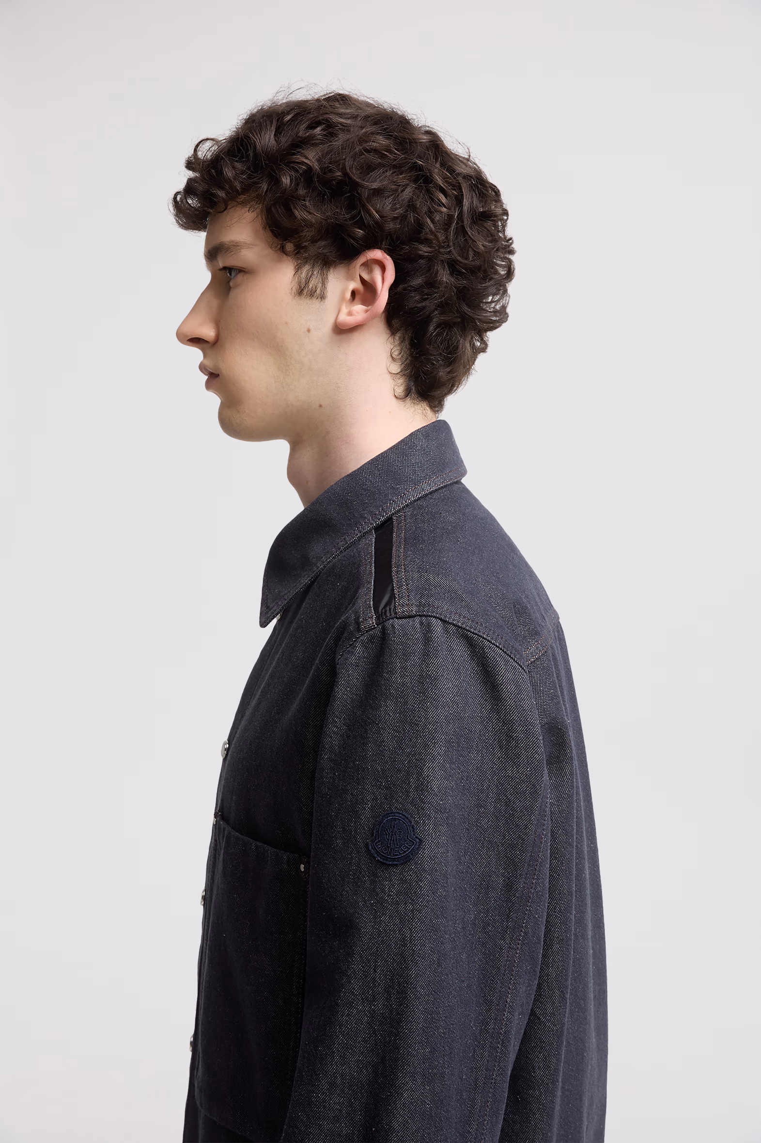 Denim Long Sleeve Shirt Men Denim Blue Moncler 4